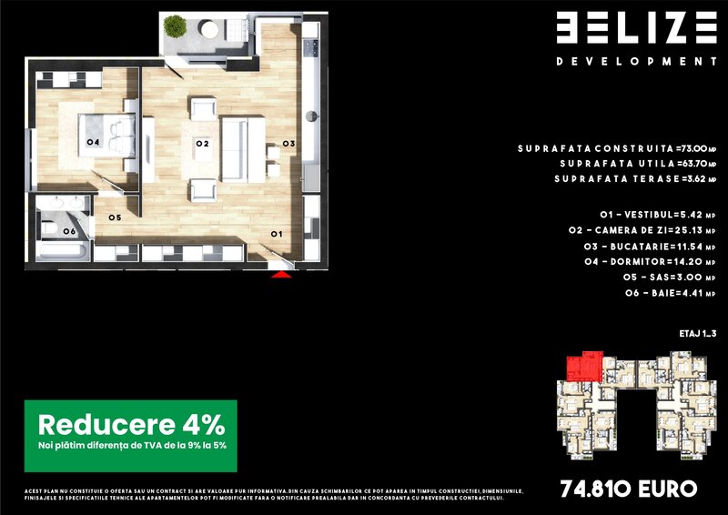 Cernica, apartament 2 camere bloc nou